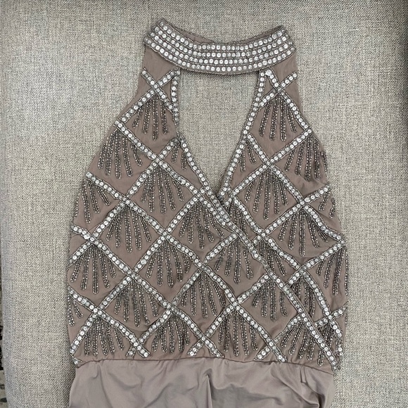 ASOS DESIGN Halter Neck Wrap Embellished Body Suit Top✨ - Picture 6 of 13